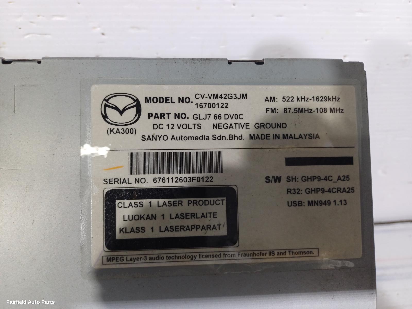 2014-2018 Mazda 6 Radio Cd Dvd Sat Tv