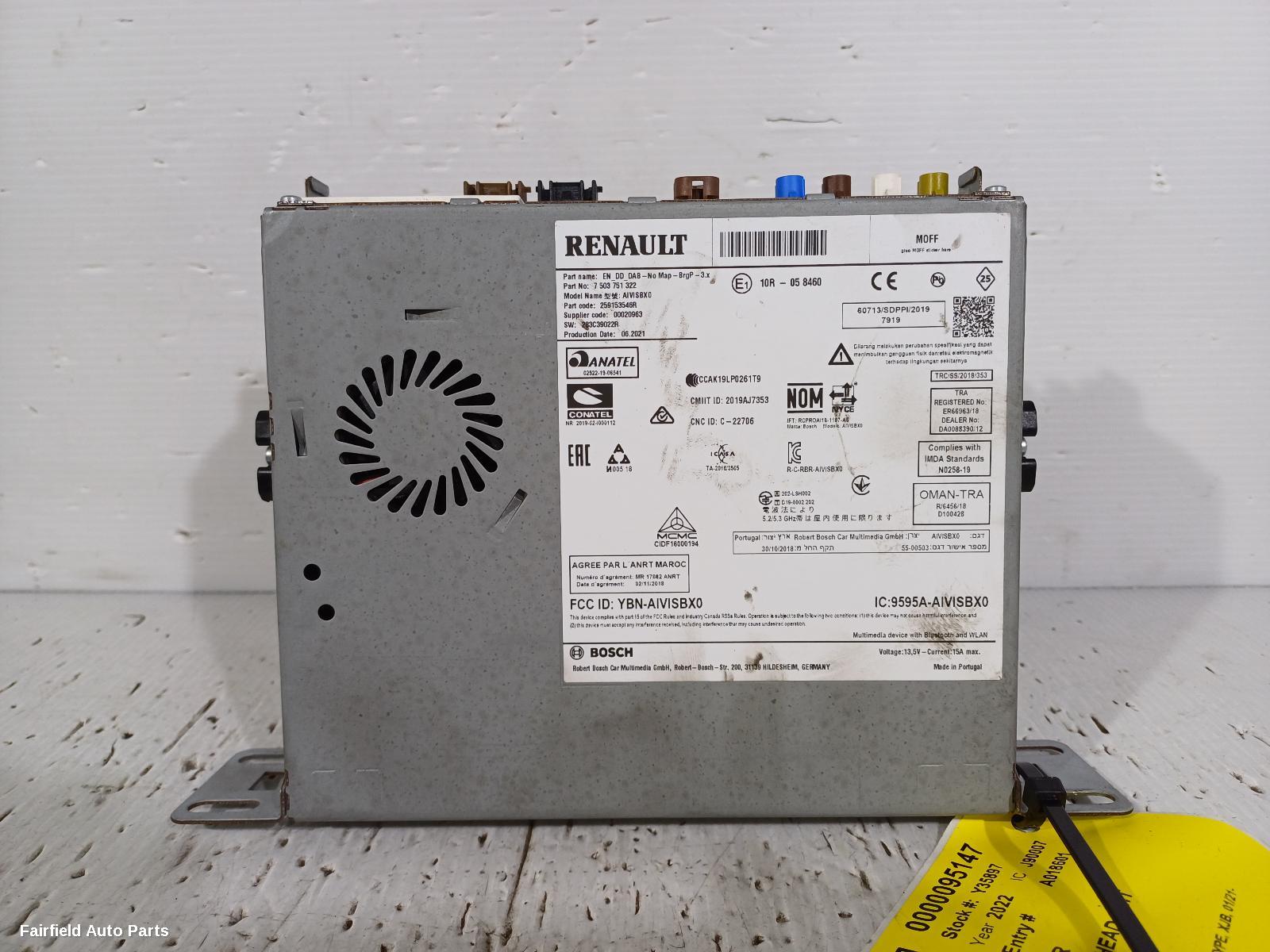 2021-2023 Renault Captur Radio Cd Dvd Sat Tv