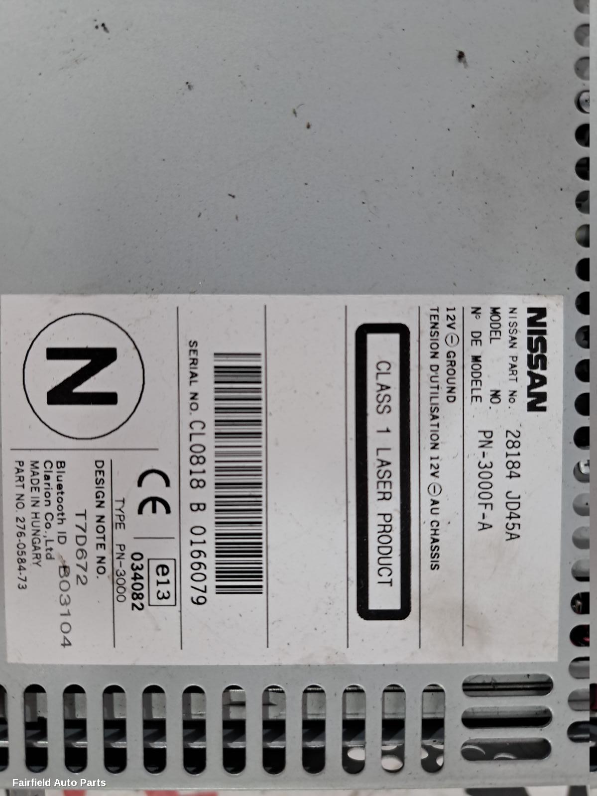 2011 Nissan Dualis Radio Cd Dvd Sat Tv