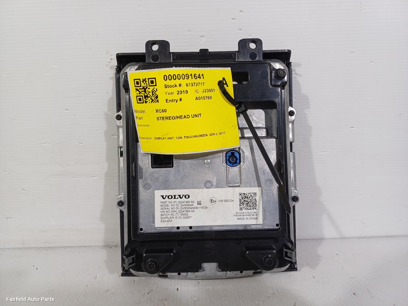 2017-2024 Volvo Xc60 Radio Cd Dvd Sat Tv