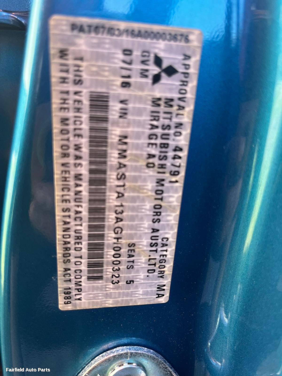 2016 Mitsubishi Mirage Right Indicator Fog Side