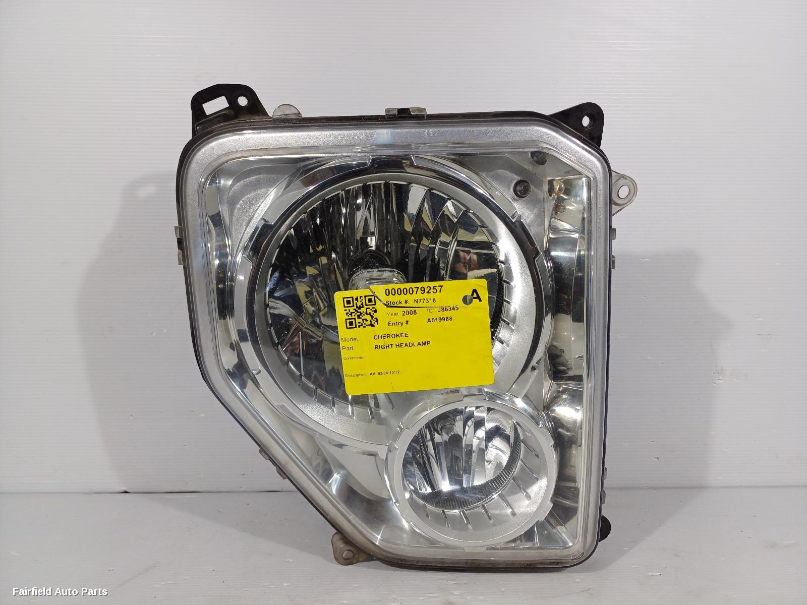 2008-2012 Jeep Cherokee Right Headlamp