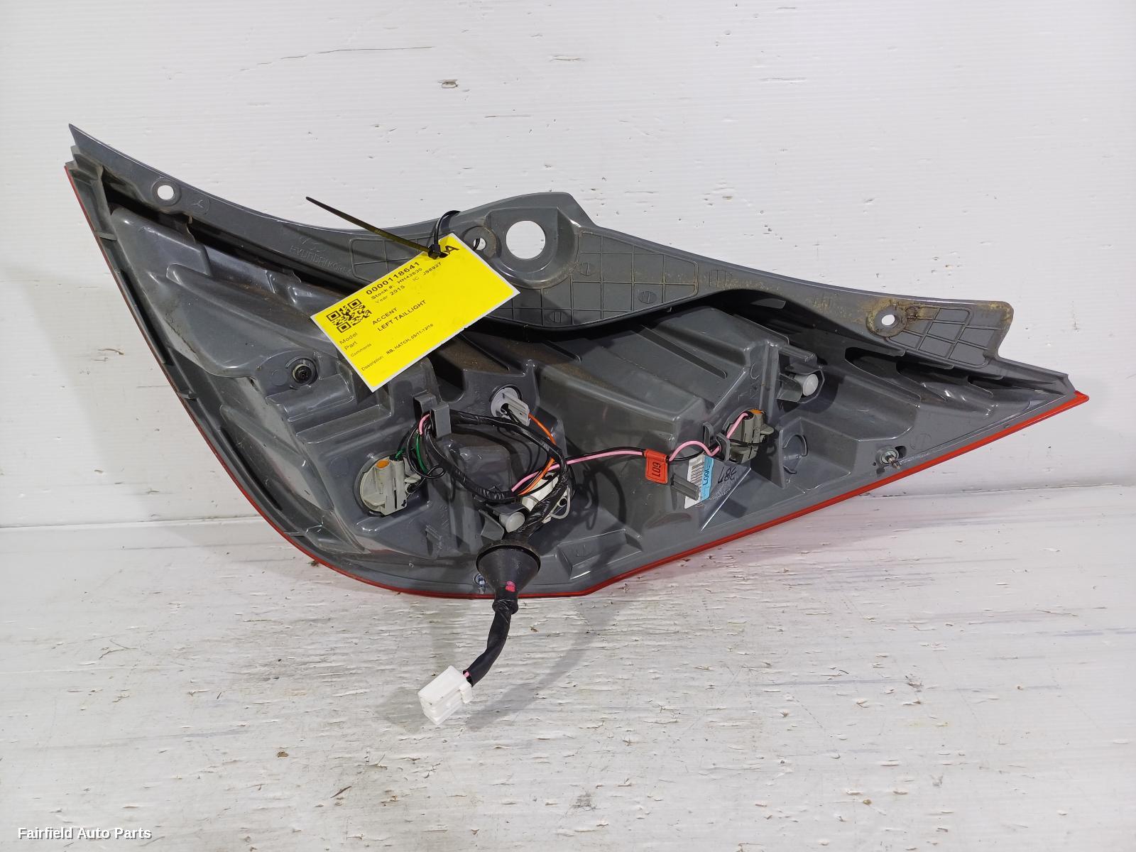 2011-2019 Hyundai Accent Left Taillight