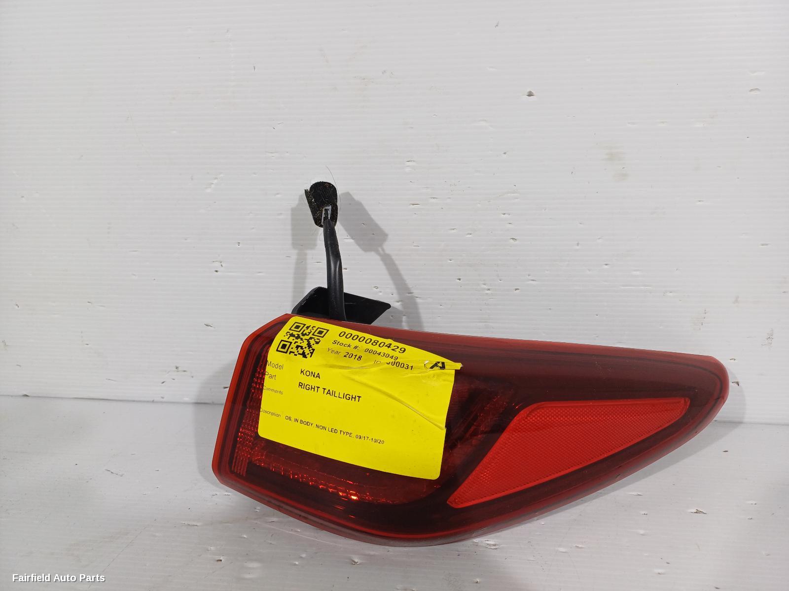 2017-2020 Hyundai Kona Right Taillight