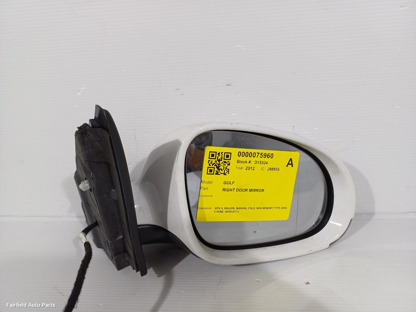 2012 Volkswagen Golf Right Door Mirror