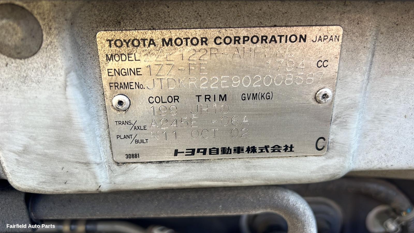 2002 Toyota Corolla Pwr Dr Wind Switch