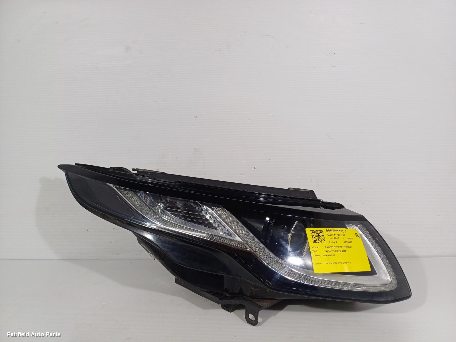 2011-2019 Land Rover Rangerover Evoque Right Headlamp