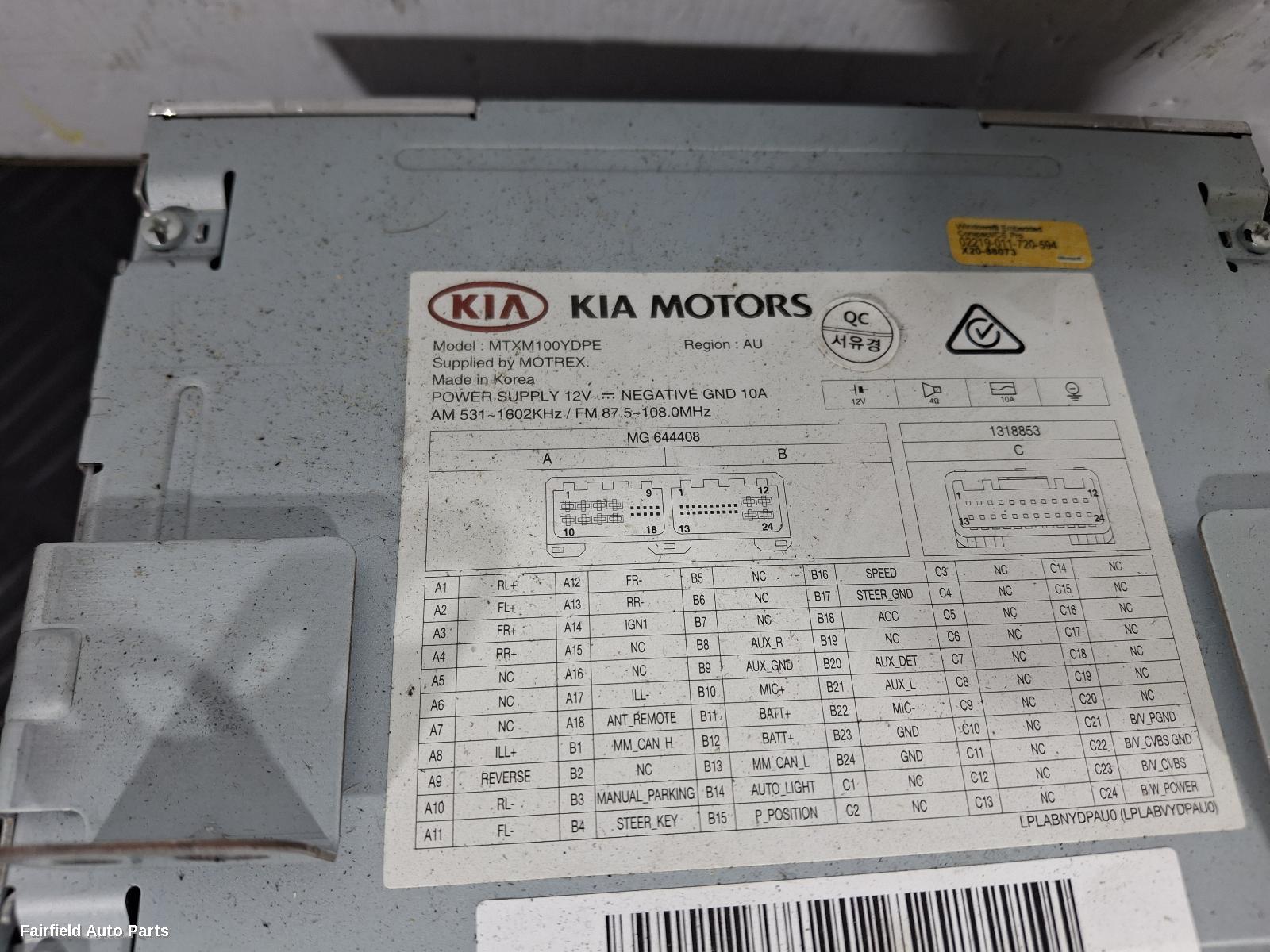 2013-2018 Kia Cerato Radio Cd Dvd Sat Tv