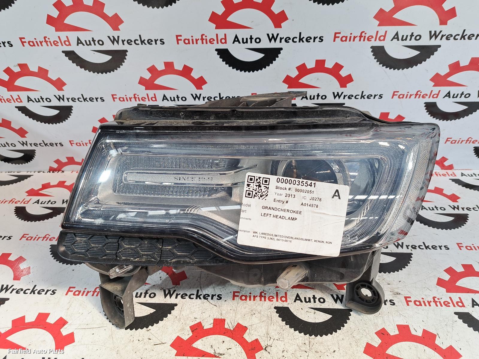 2013 Jeep Grandcherokee Left Headlamp