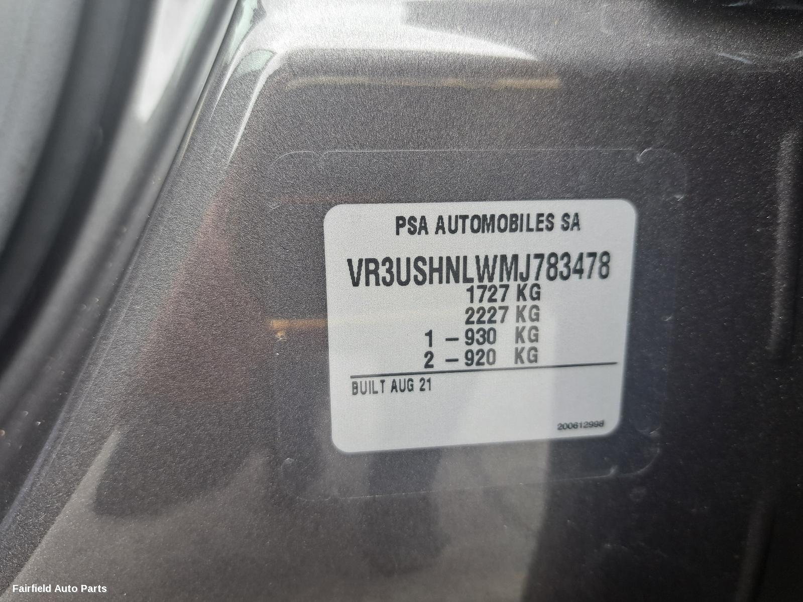 2020-2026 Peugeot 2008 Right Guard