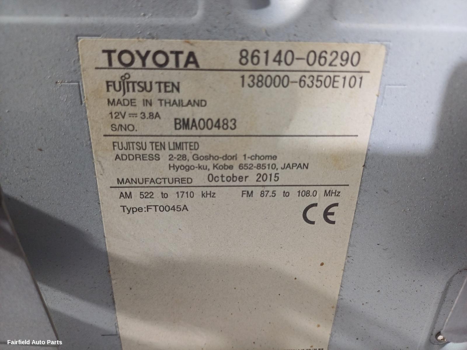 2015-2017 Toyota Camry Radio Cd Dvd Sat Tv