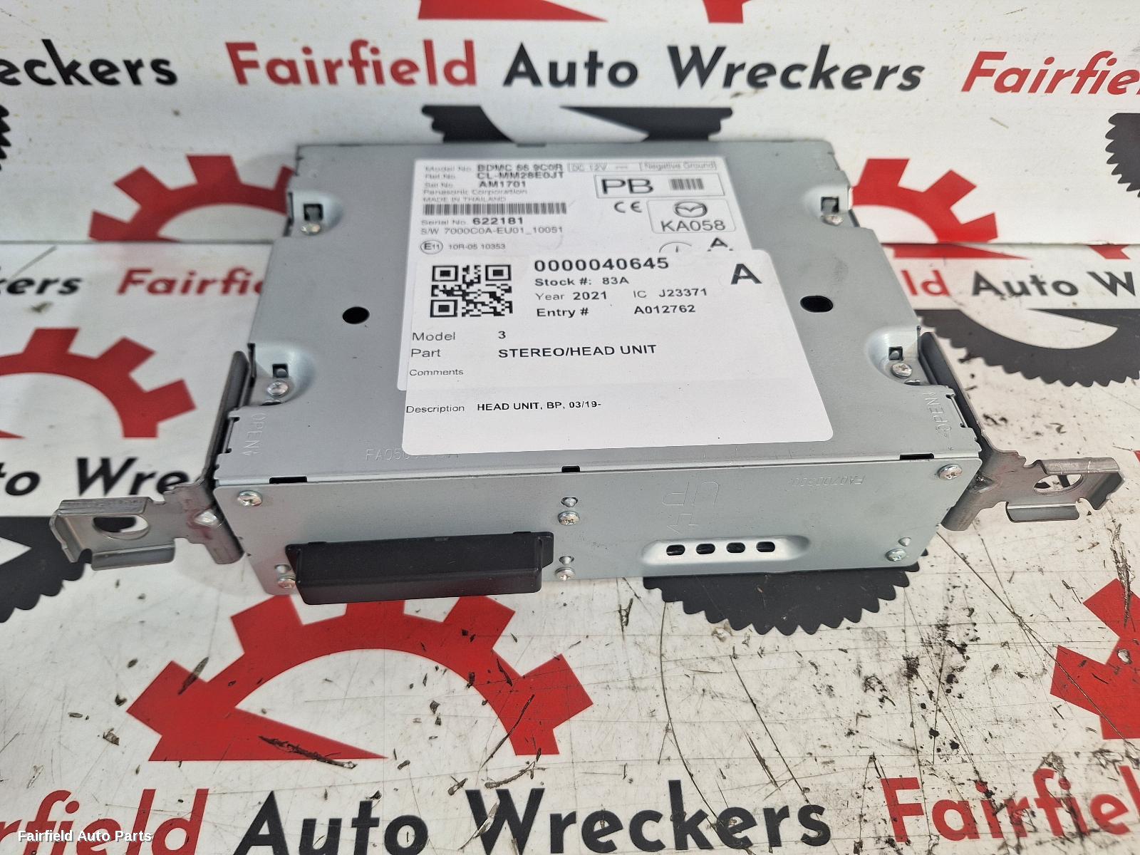2019-2024 Mazda 3 Radio Cd Dvd Sat Tv