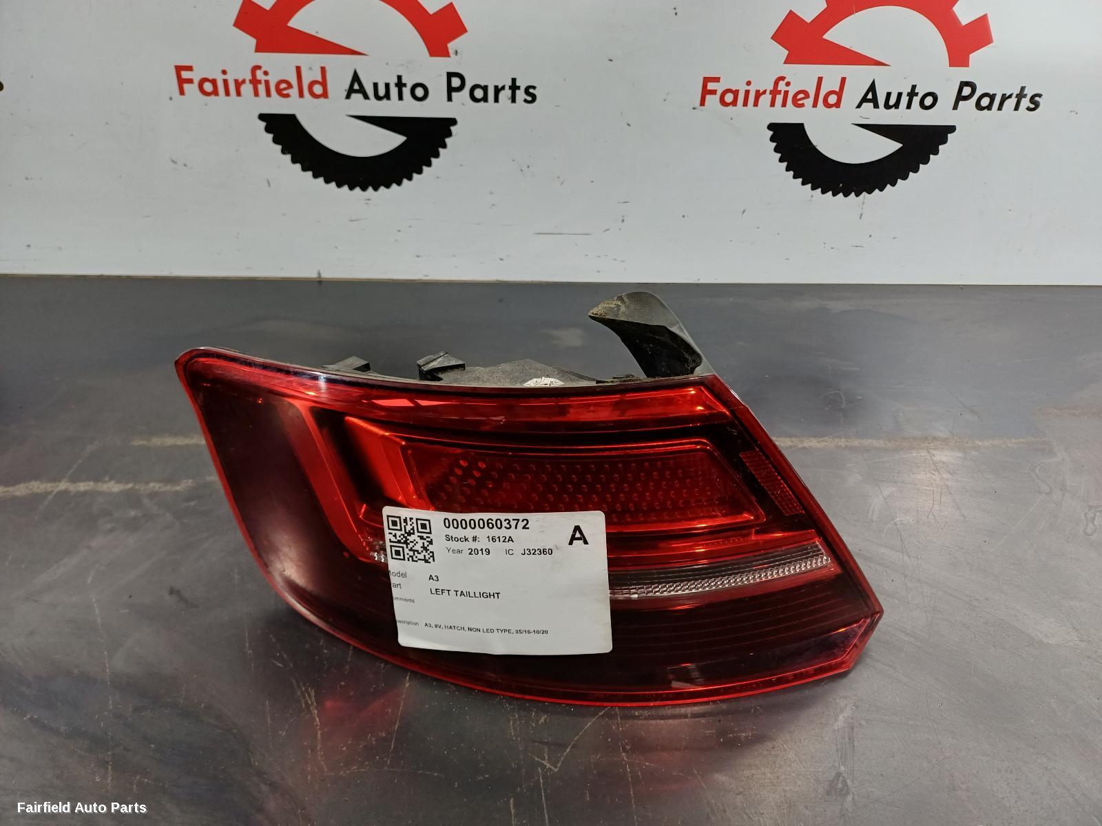 2016-2020 Audi A3 Left Taillight