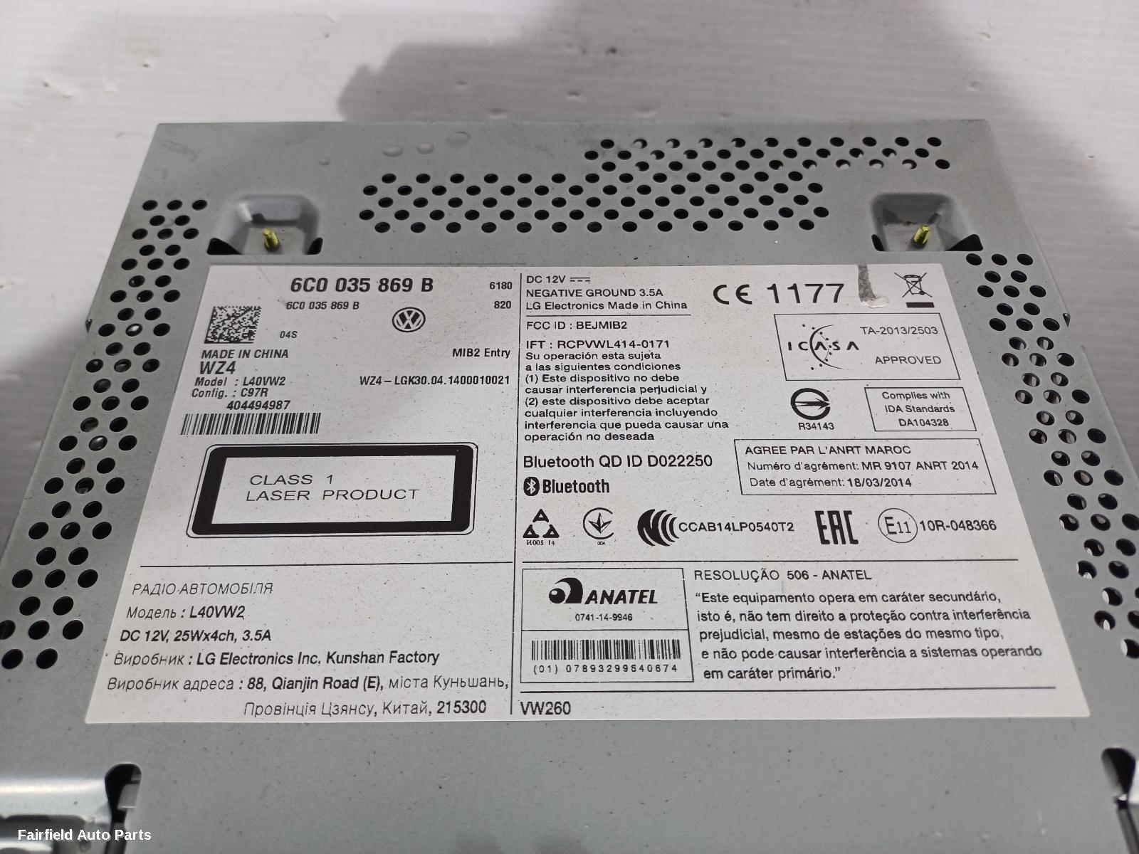 2010-2017 Volkswagen Polo Radio Cd Dvd Sat Tv