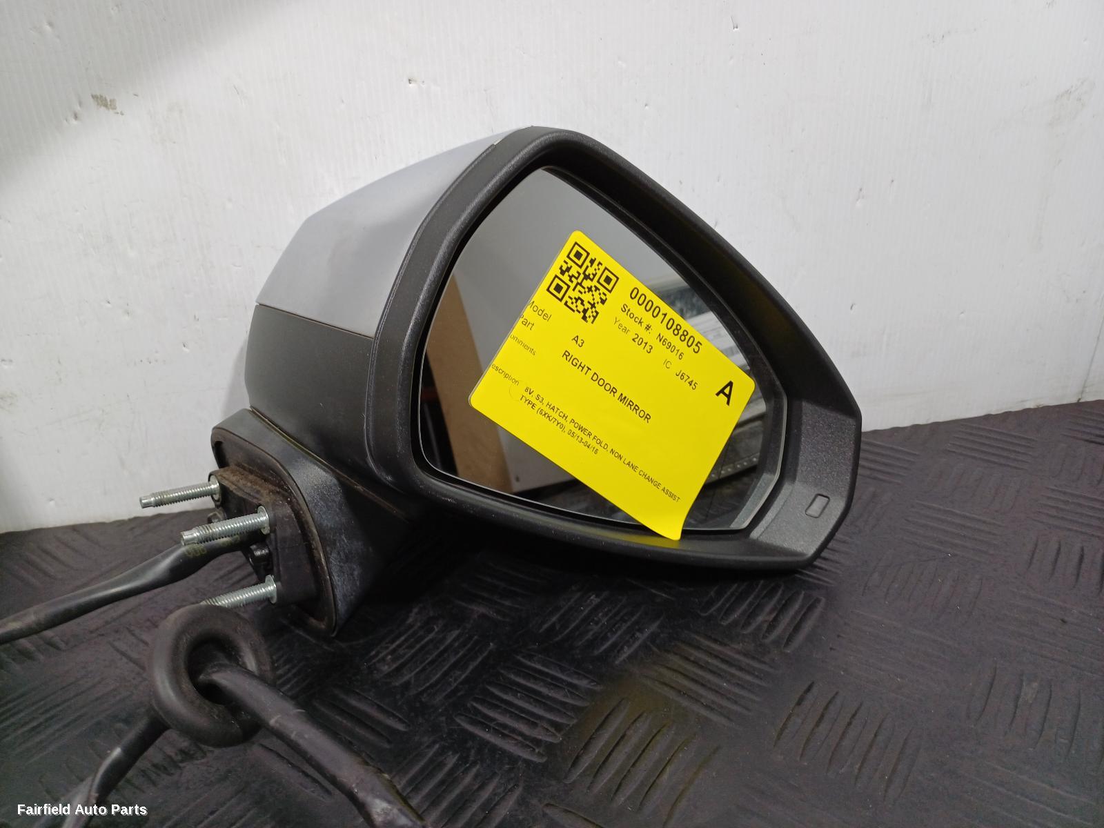 2013-2016 Audi A3 Right Door Mirror