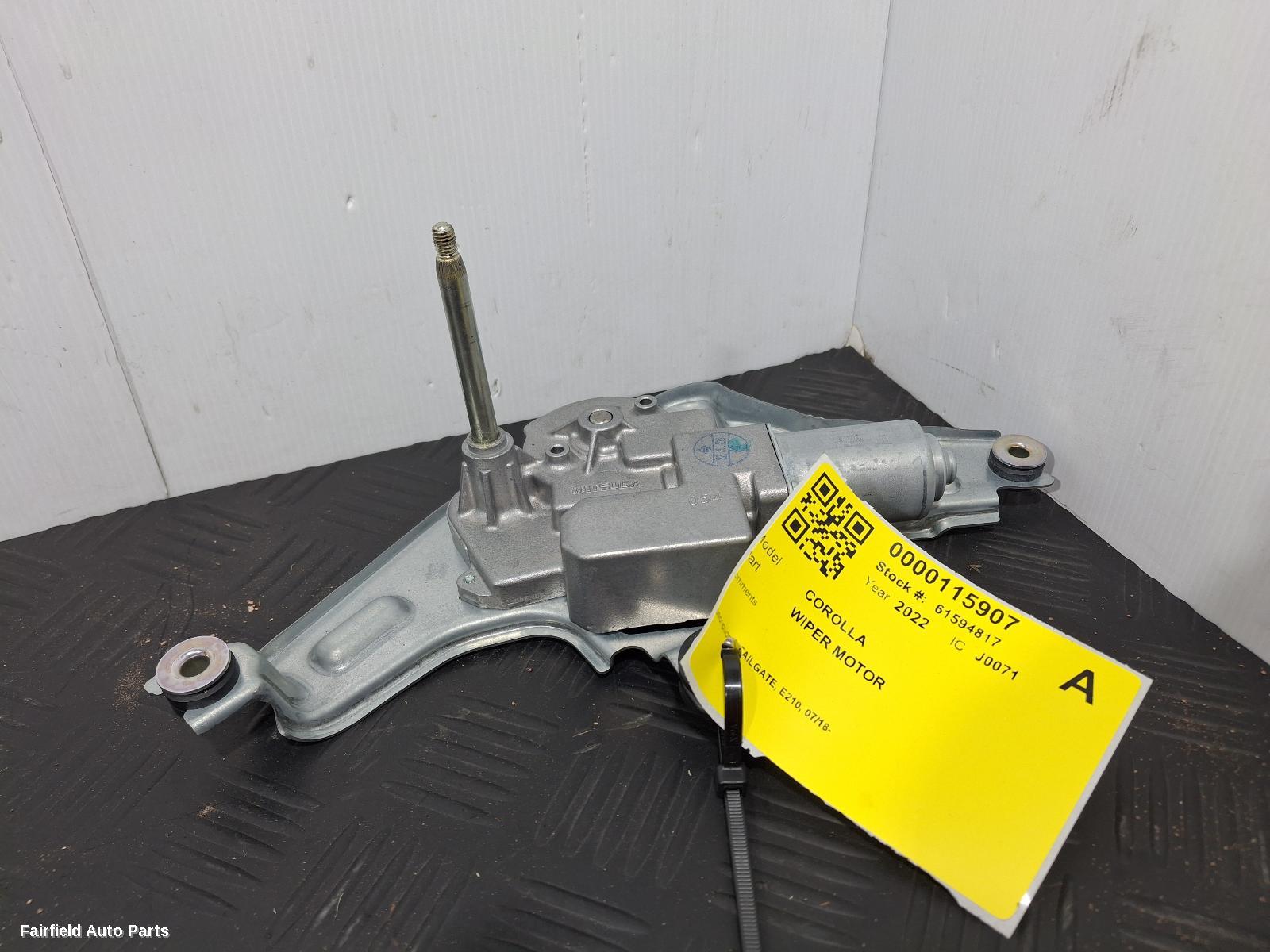2018-2025 Toyota Corolla Wiper Motor