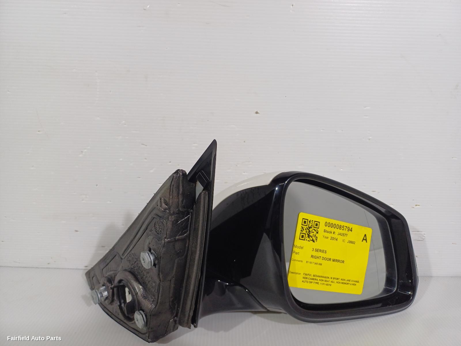 2011-2019 Bmw 3 Series Right Door Mirror