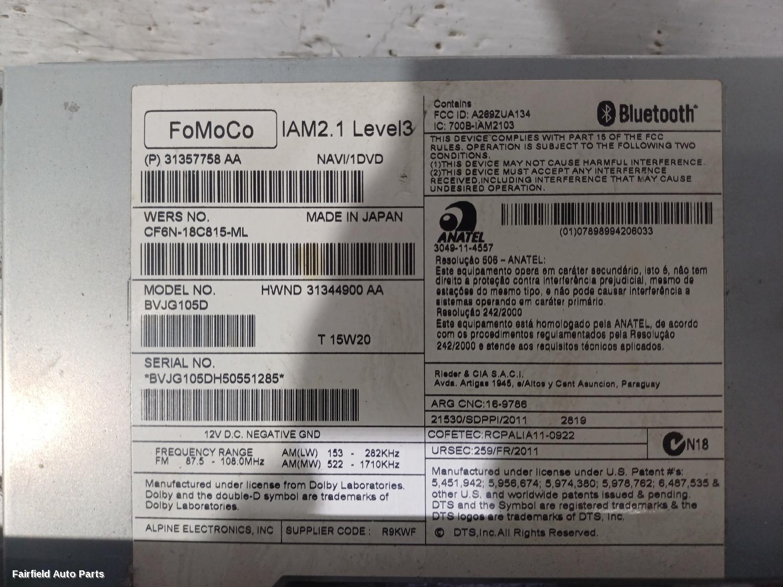 2009-2016 Land Rover Discovery Radio Cd Dvd Sat Tv