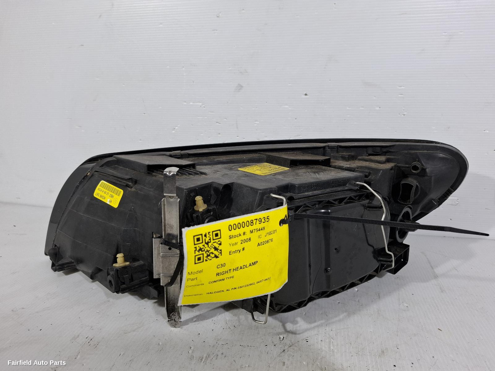 2007-2010 Volvo C30 Right Headlamp