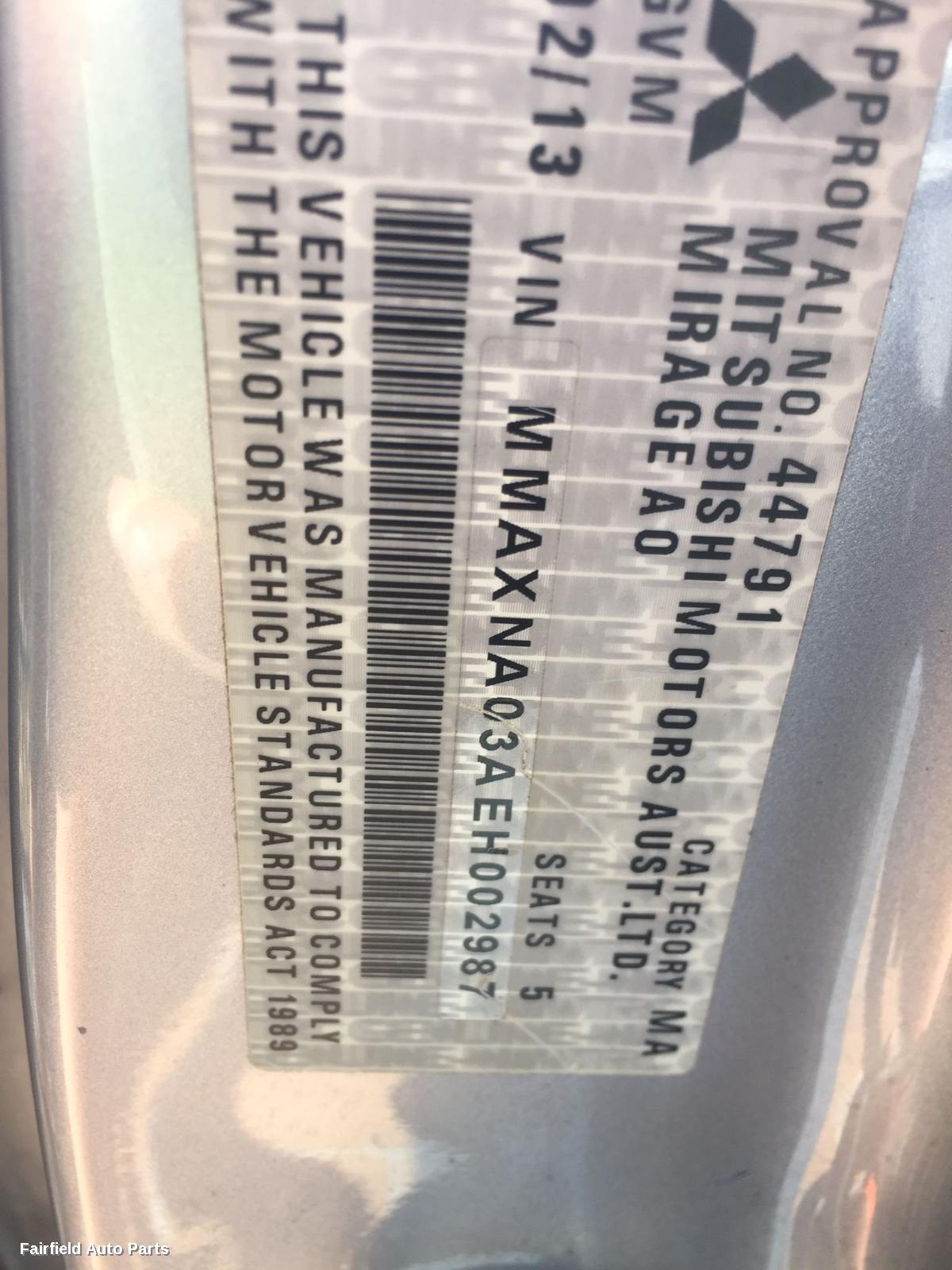 2012-2023 Mitsubishi Mirage Right Rear Door Sliding