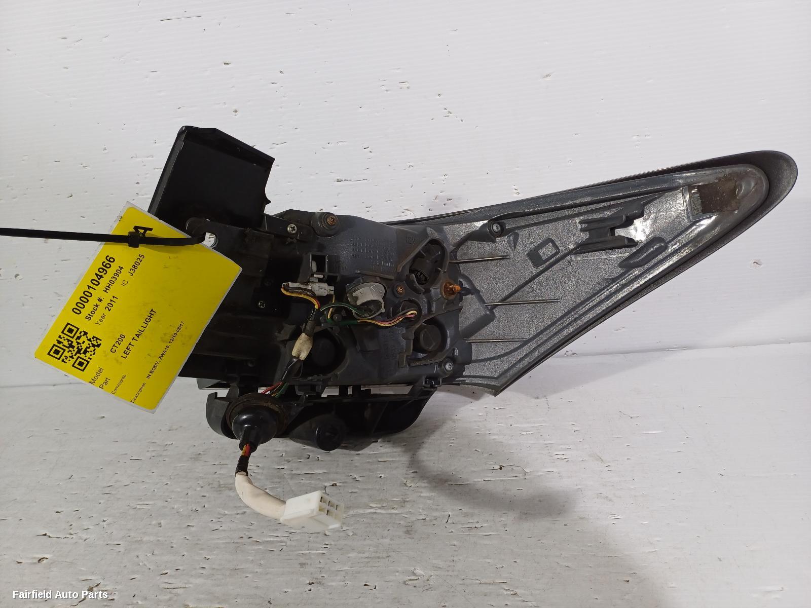 2011 Lexus Ct200h Left Taillight