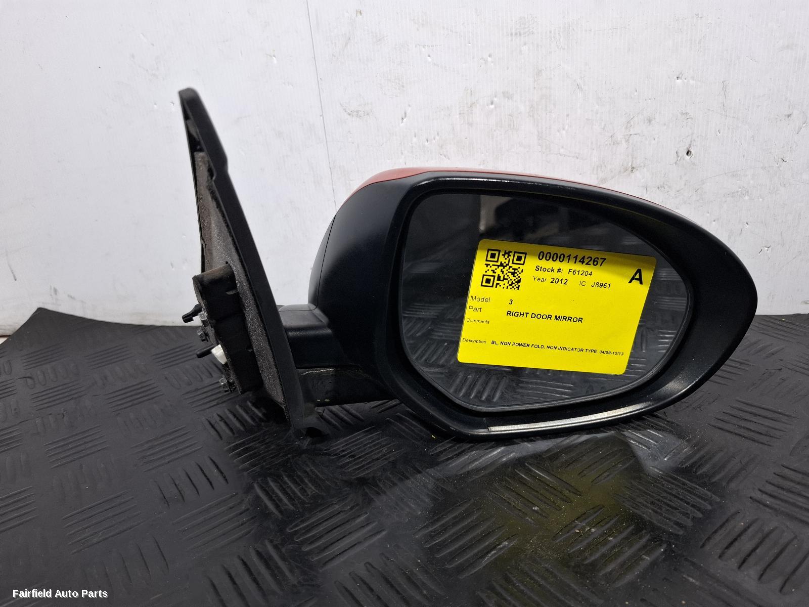 2009-2013 Mazda 3 Right Door Mirror