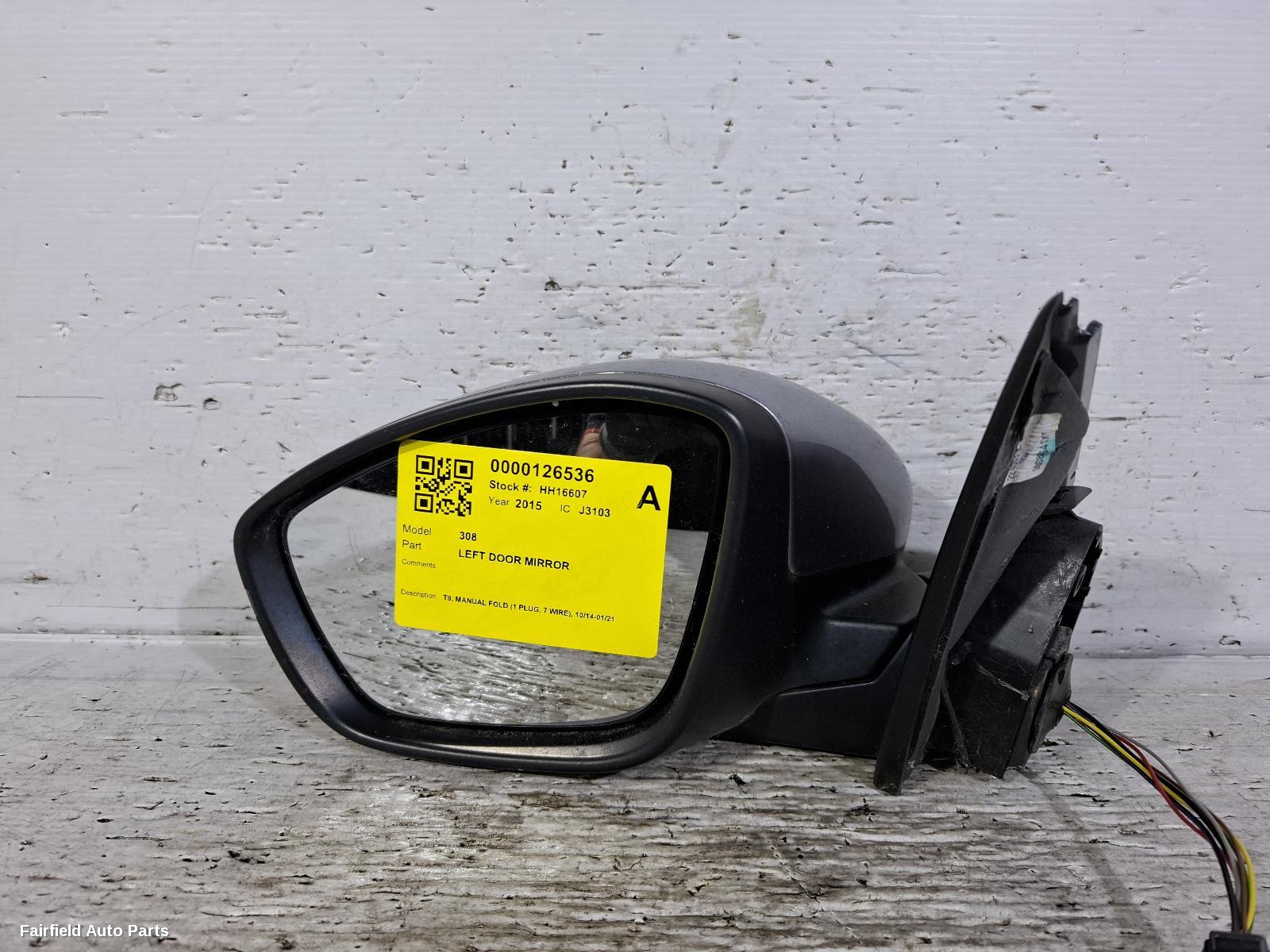 2014-2021 Peugeot 308 Left Door Mirror