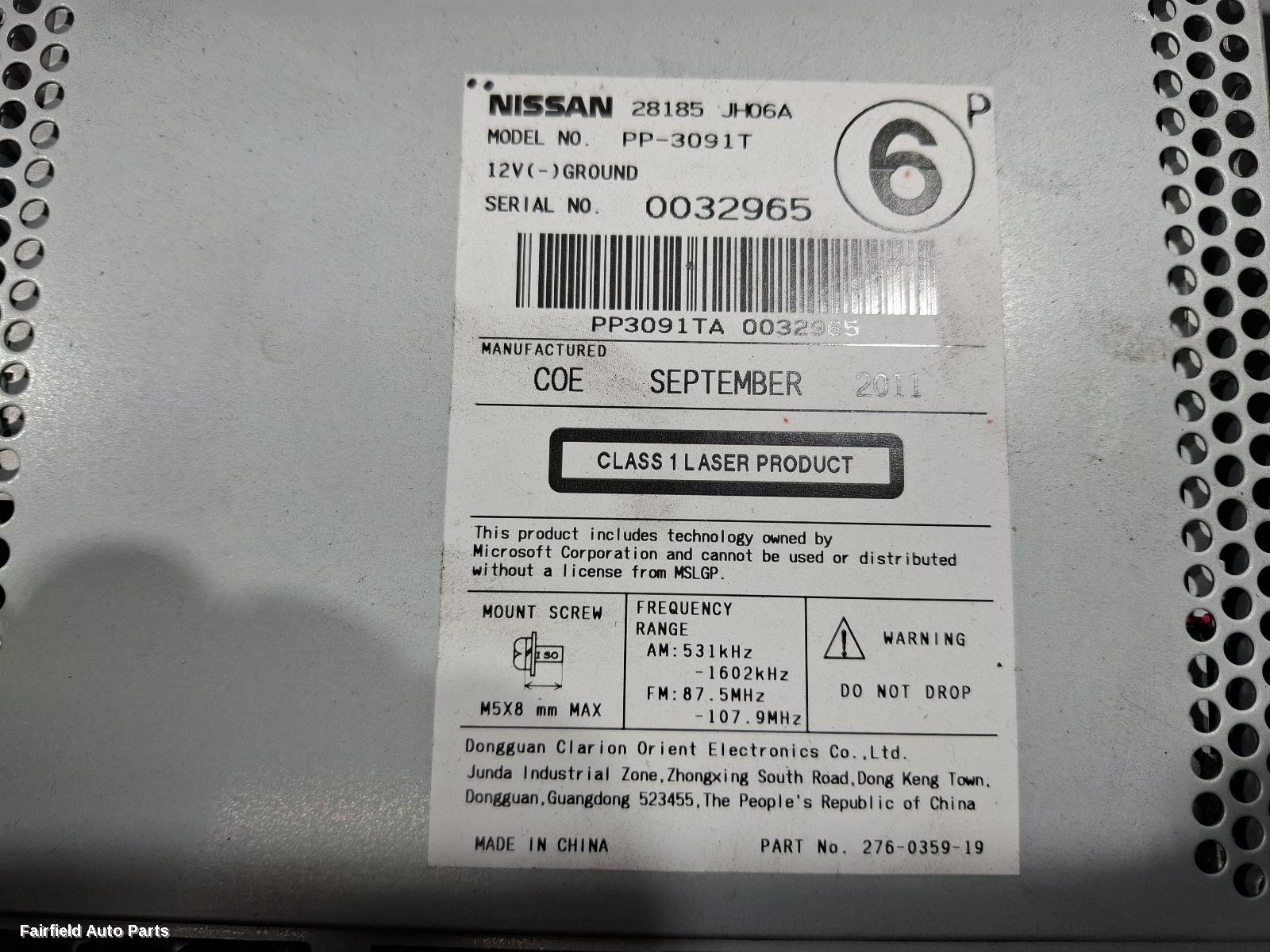 2010-2013 Nissan Xtrail Radio Cd Dvd Sat Tv