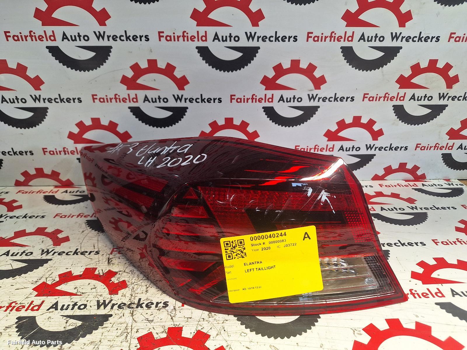 2018-2020 Hyundai Elantra Left Taillight