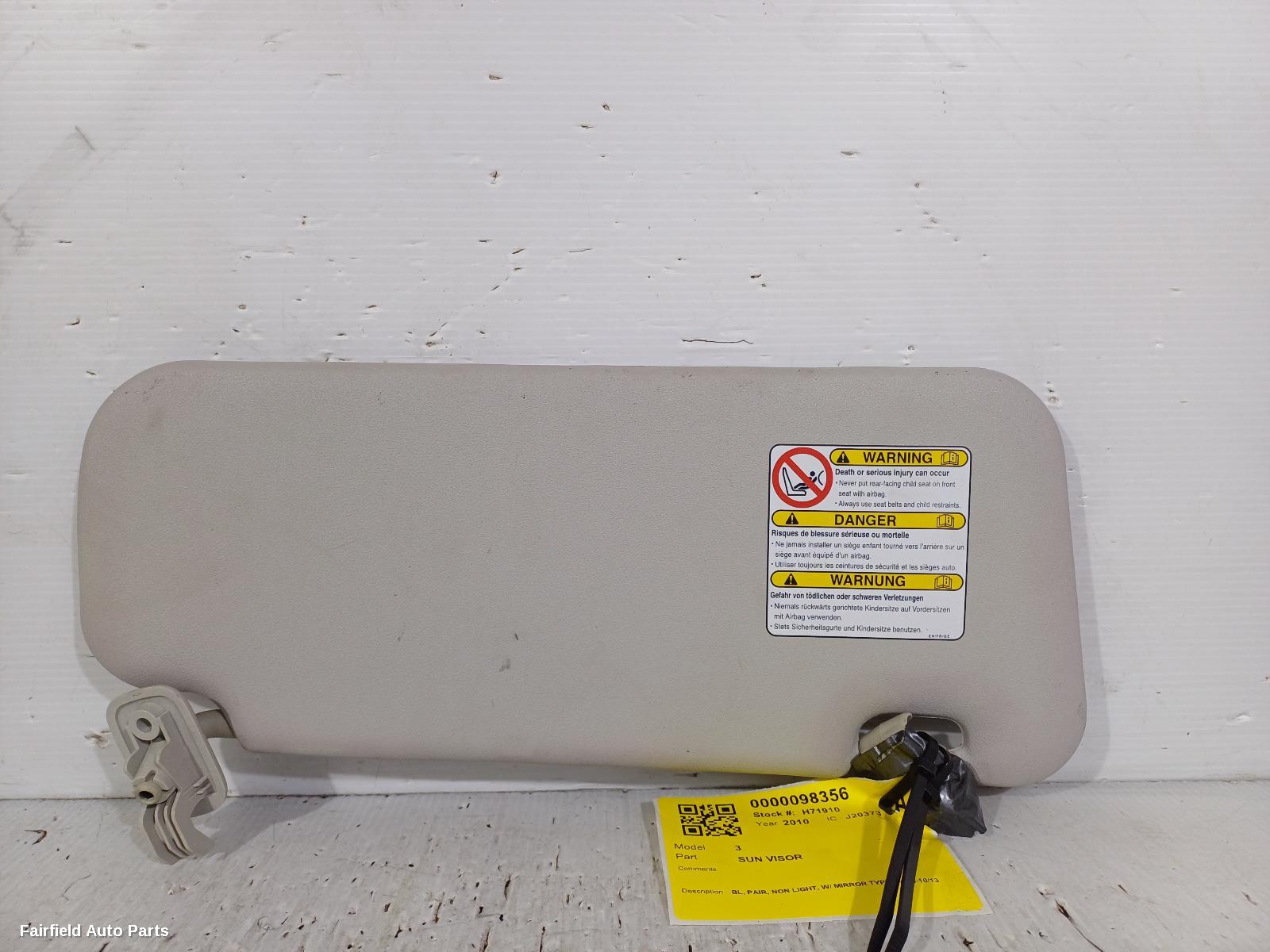 2009-2013 Mazda 3 Sunvisor