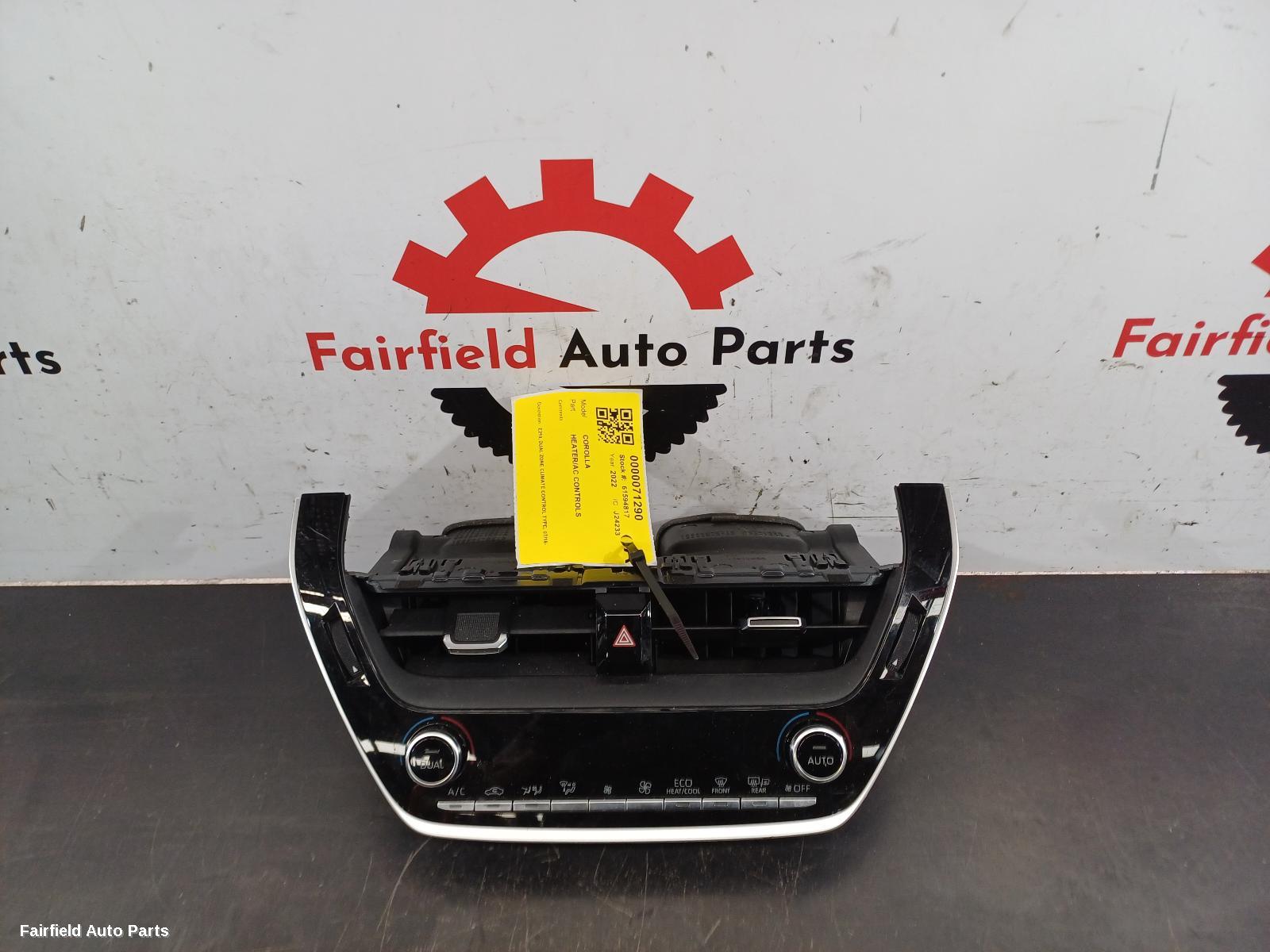 2018-2026 Toyota Corolla Heater Ac Controls