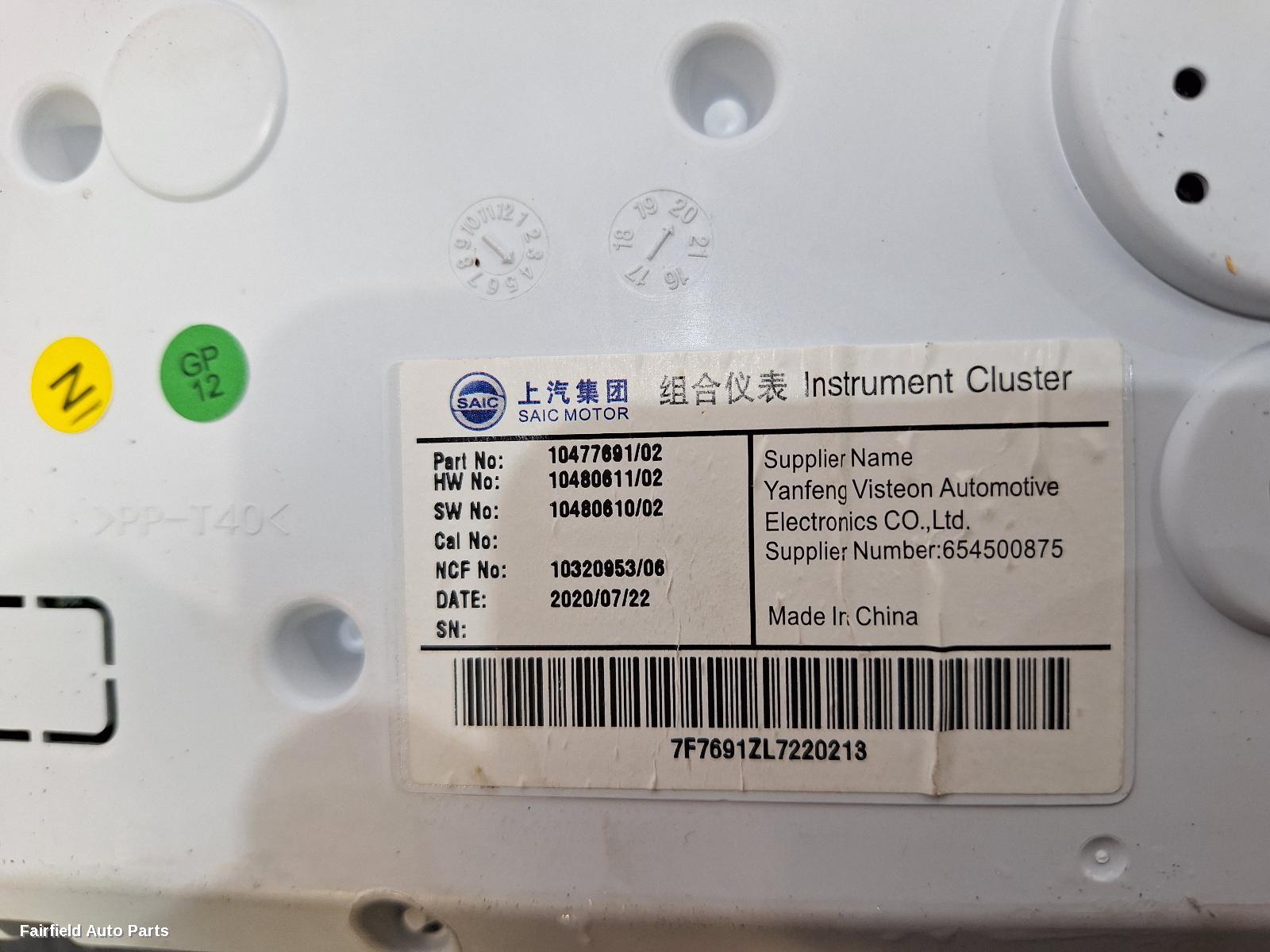2017-2024 Mg Zs Instrument Cluster
