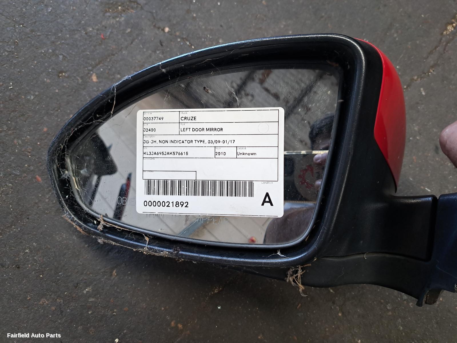 2010 Holden Cruze Left Door Mirror