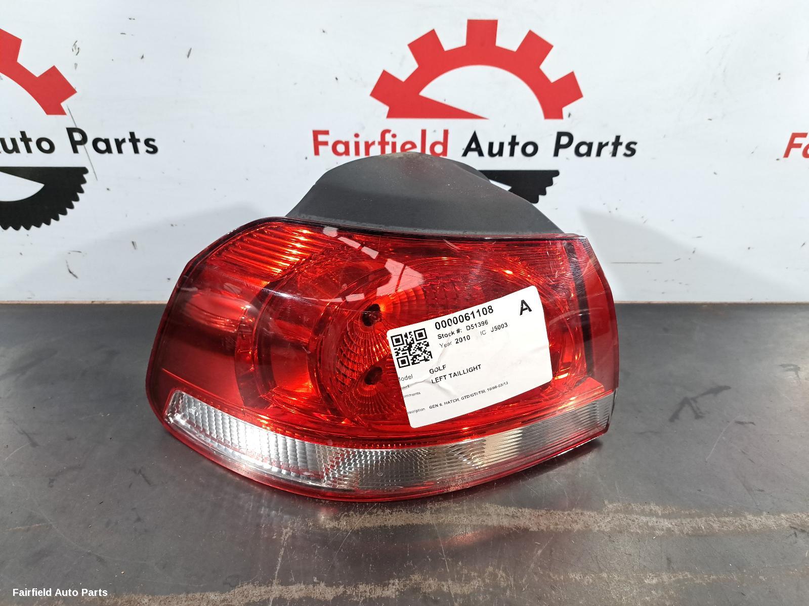 2008-2013 Volkswagen Golf Left Taillight