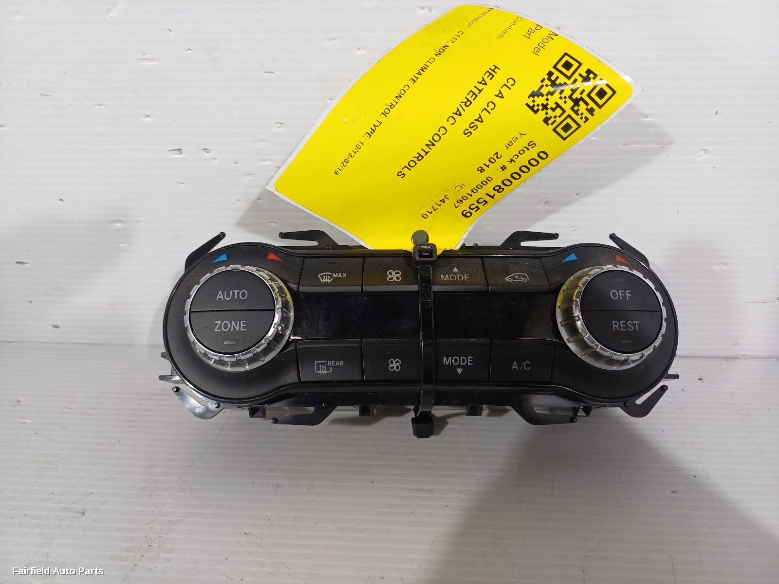 2013-2019 Mercedes Cla Class Heater Ac Controls
