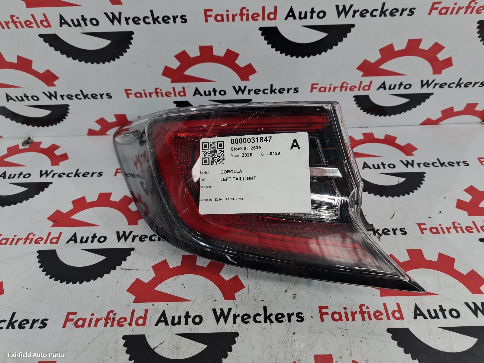 2020 Toyota Corolla Left Taillight