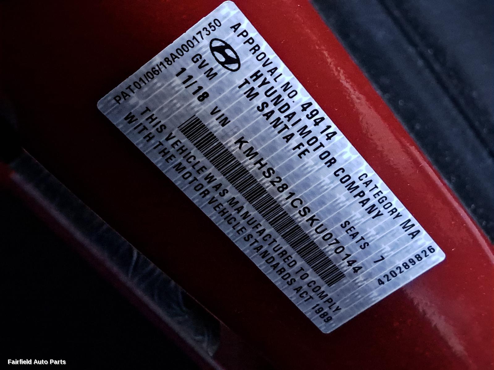 2018 Hyundai Santa Fe Right Taillight