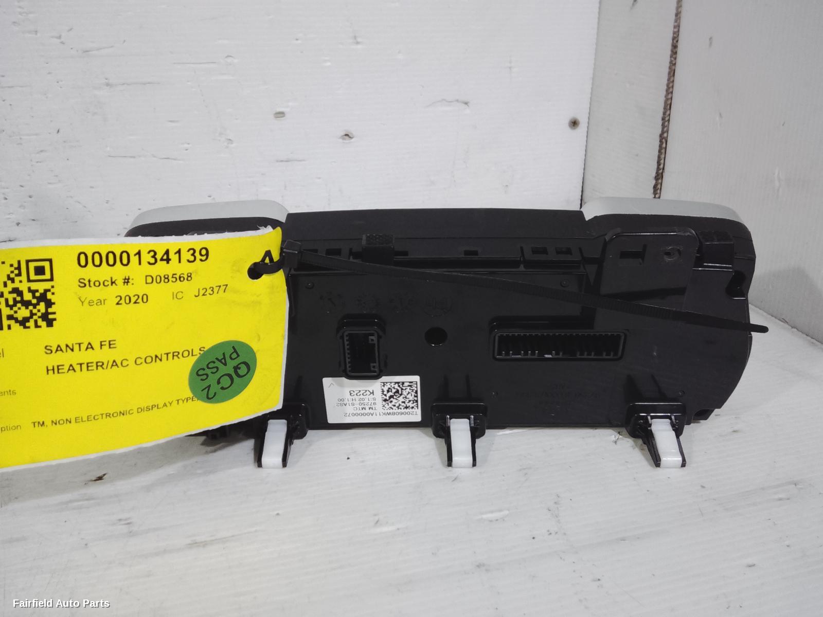 2018-2023 Hyundai Santa Fe Heater Ac Controls