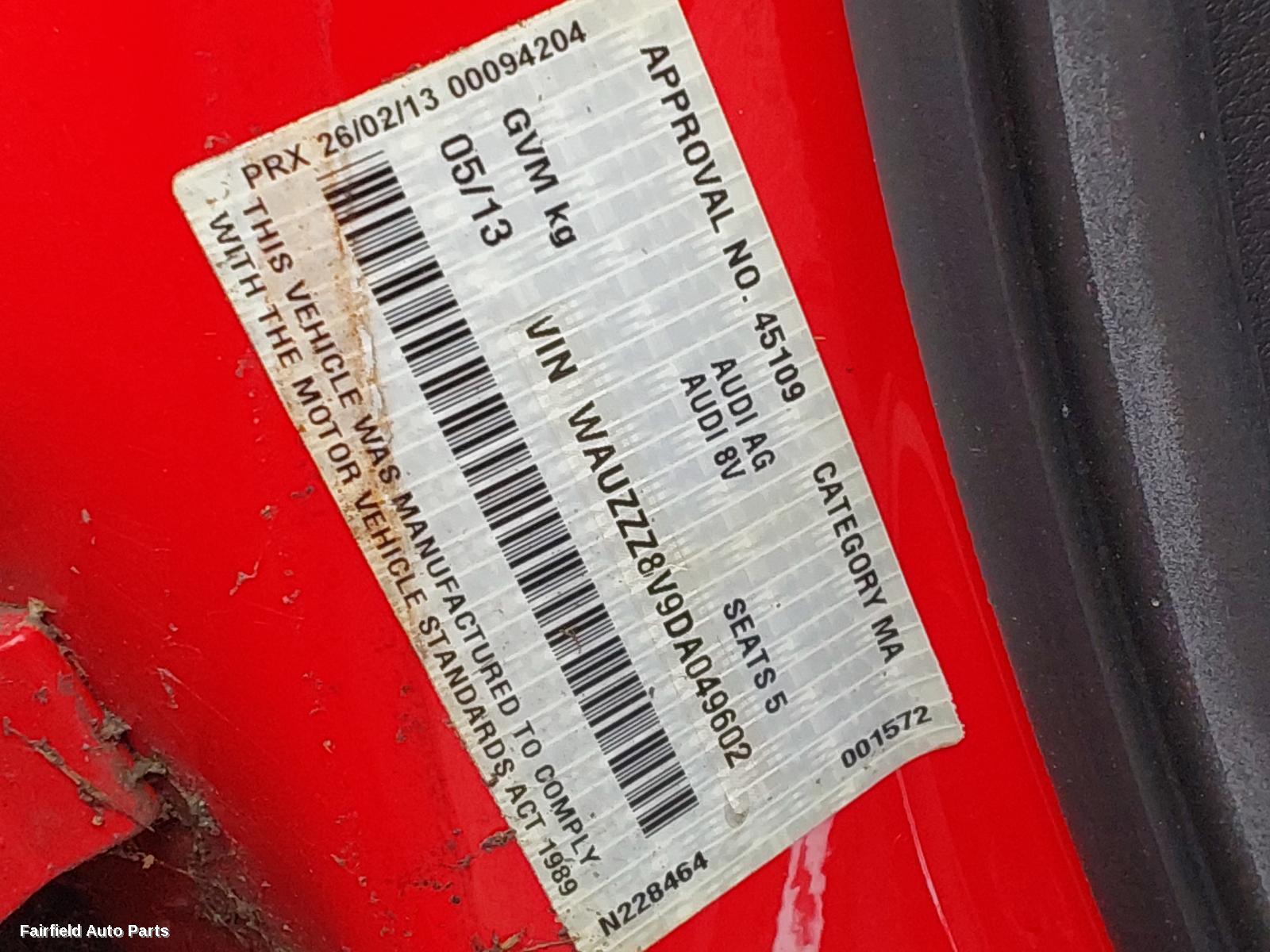 2013 Audi A3 Left Taillight