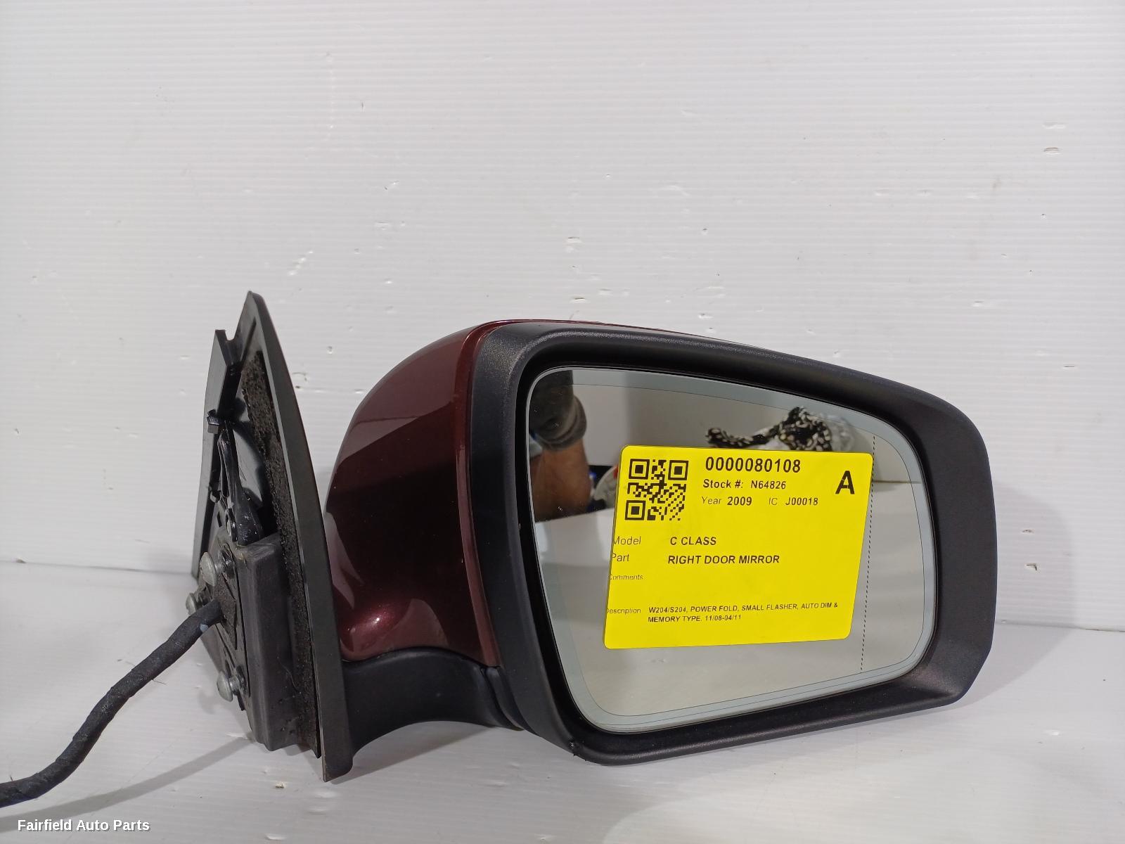 2009 Mercedes C Class Right Door Mirror