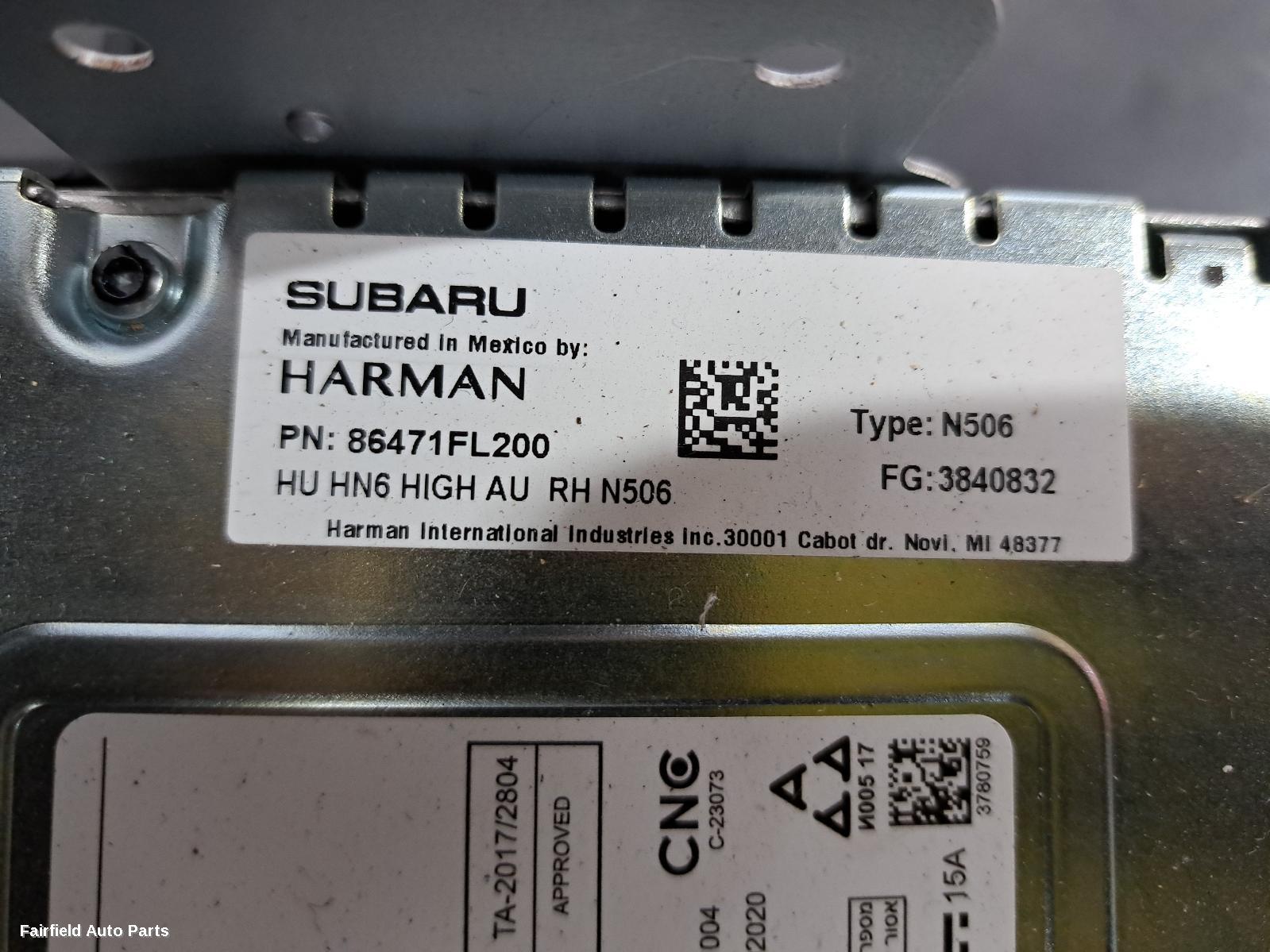 2017-2022 Subaru Xv Radio Cd Dvd Sat Tv