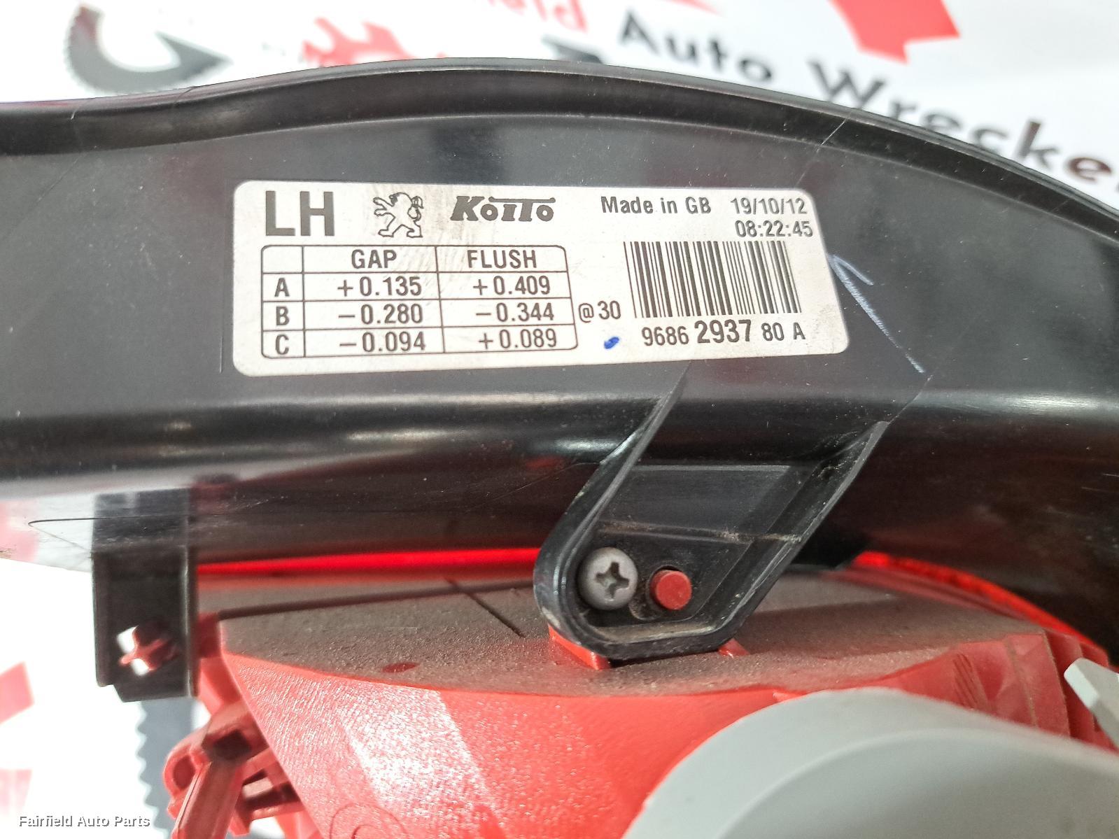 2014 Peugeot 508 Left Taillight