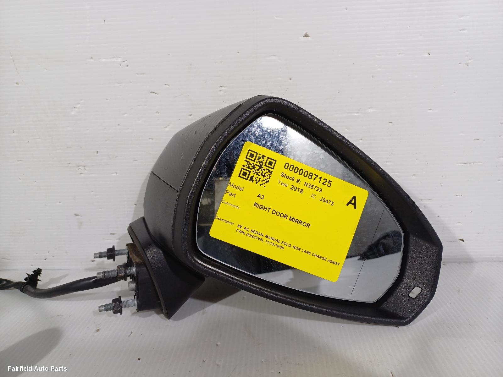 2013-2020 Audi A3 Right Door Mirror