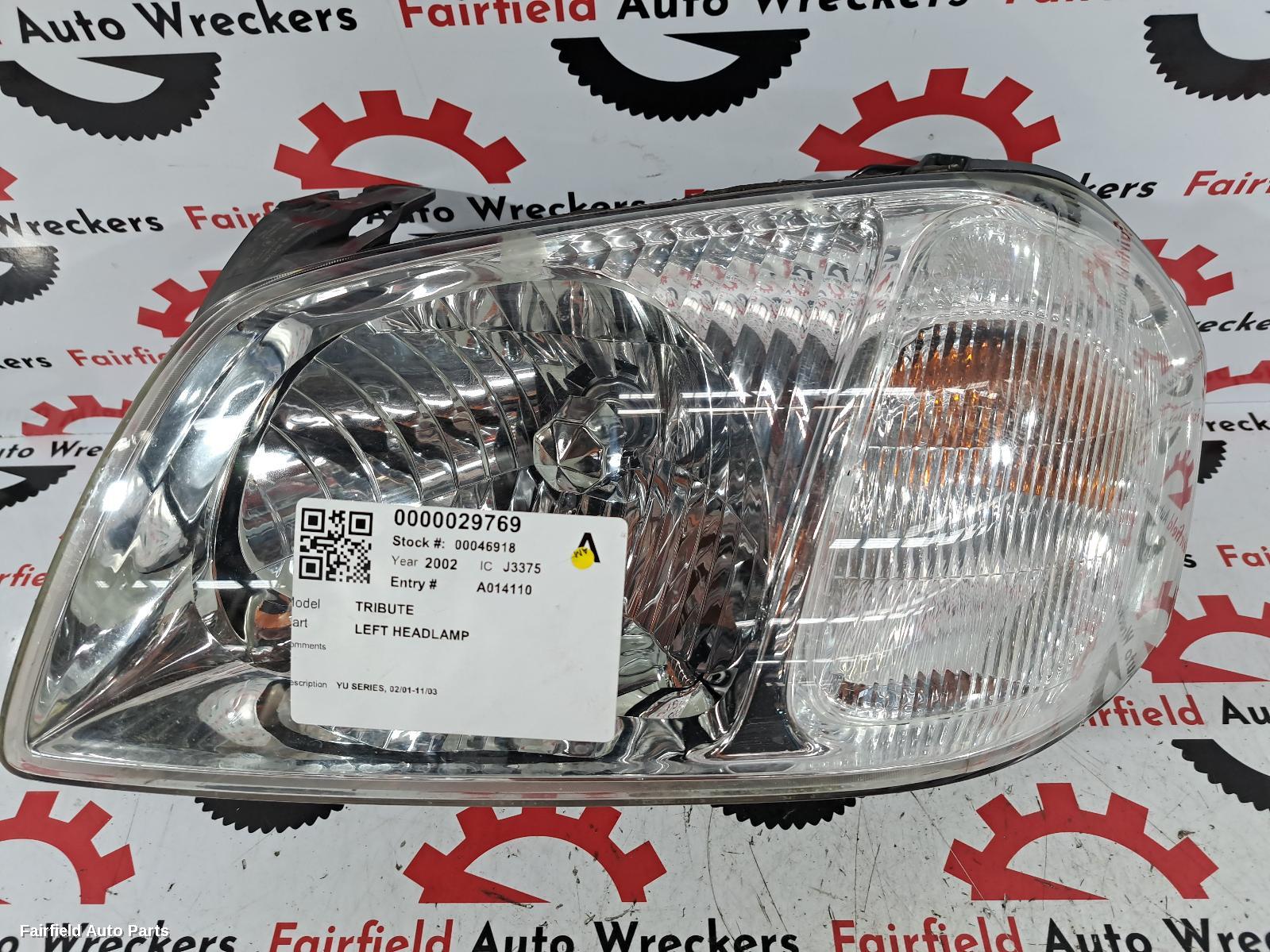 2002 Mazda Tribute Left Headlamp