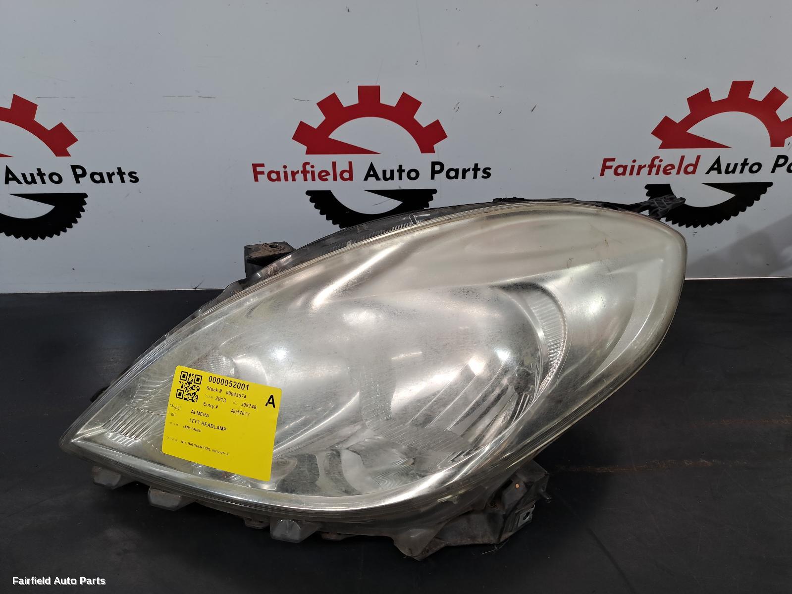 2013 Nissan Almera Left Headlamp