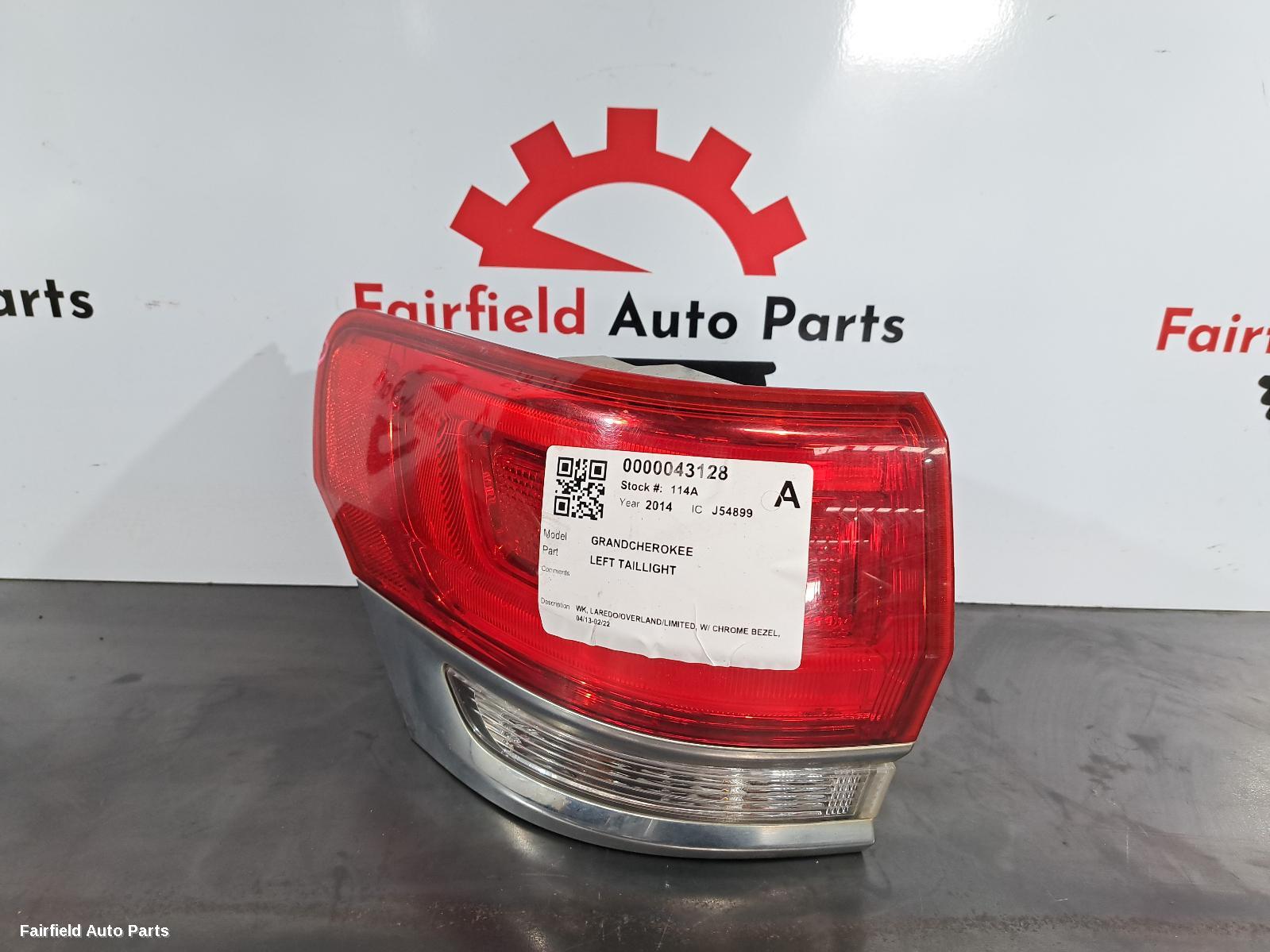 2014 Jeep Grandcherokee Left Taillight