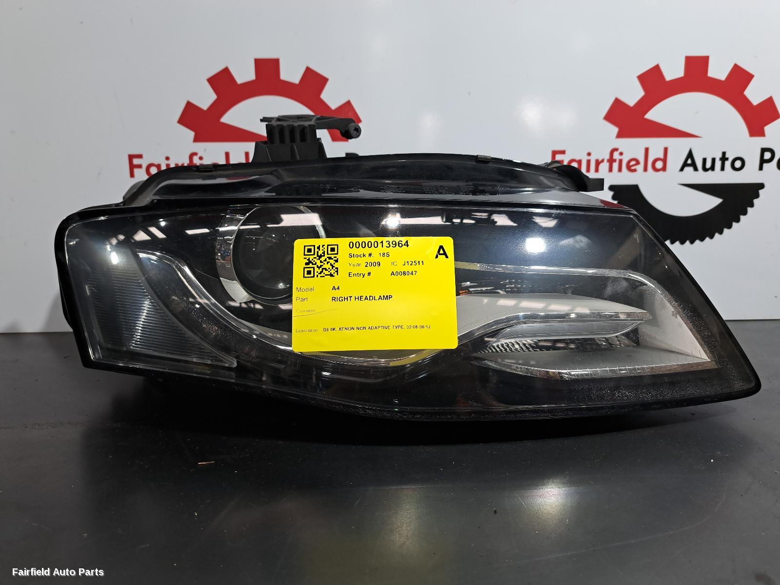 2008-2012 Audi A4 Right Headlamp