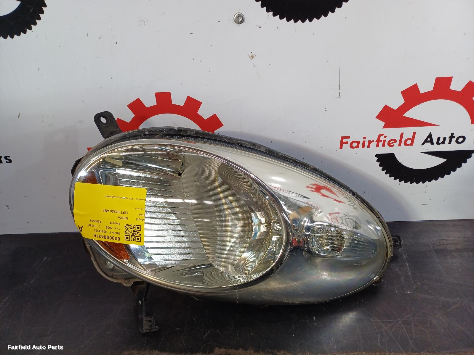 2009 Nissan Micra Left Headlamp