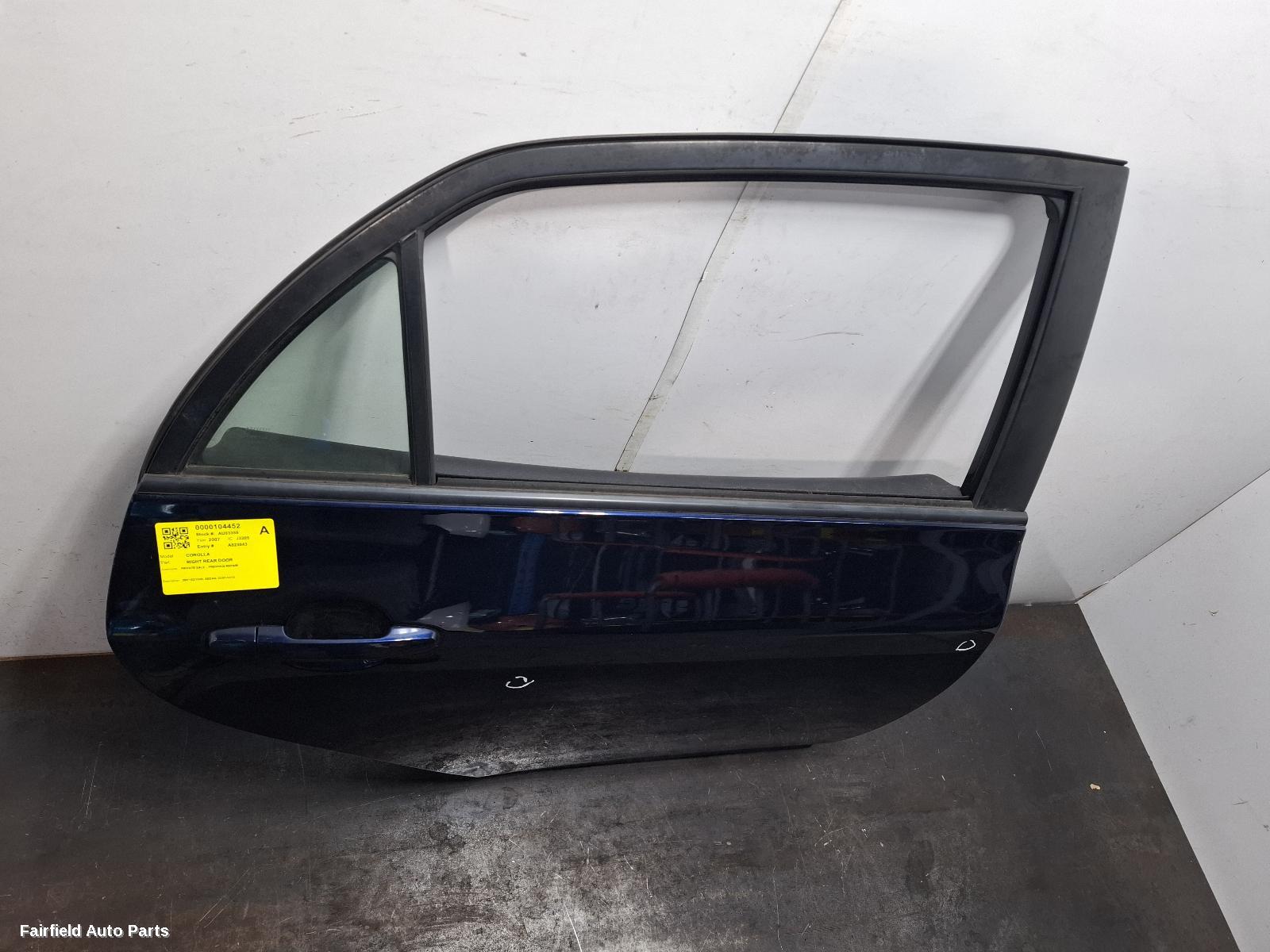 2007 Toyota Corolla Right Rear Door Sliding