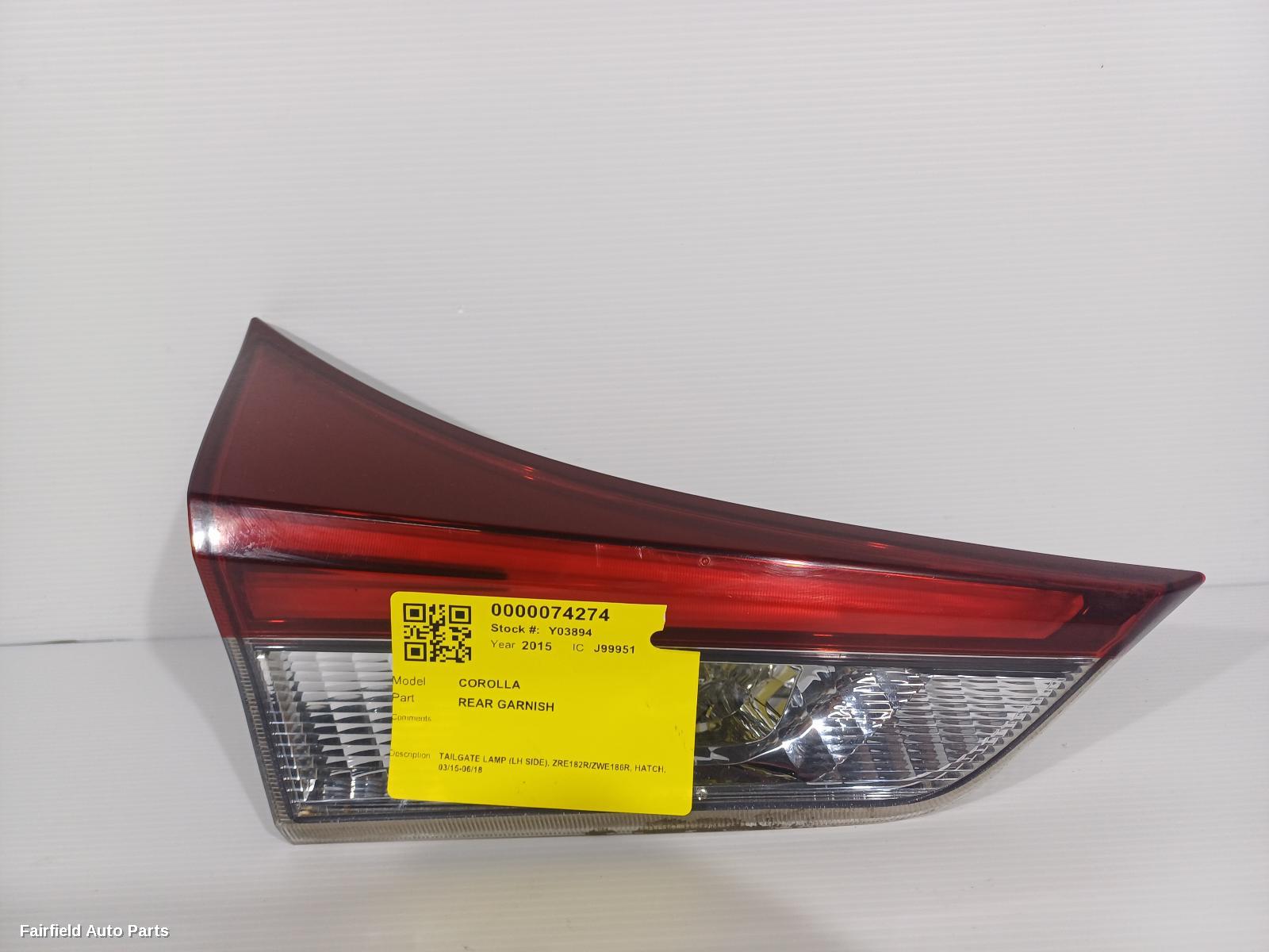 2015-2018 Toyota Corolla Rear Garnish